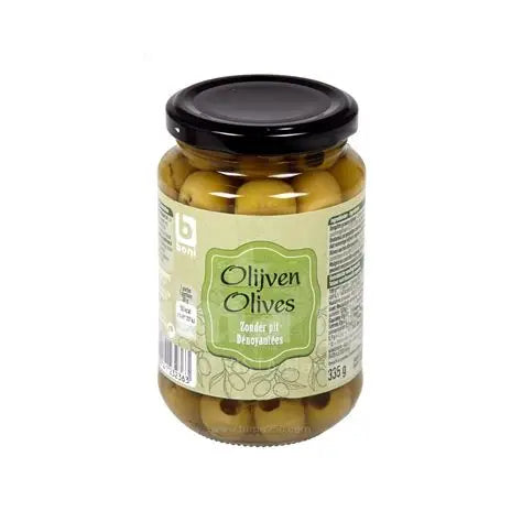BONI GREEN PITTED OLIVES 335 G (12)(120)